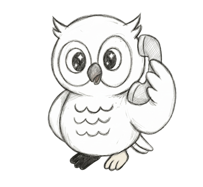 Owen the Owl on the phone